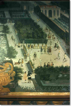 Der so genannte Laubensaal diente als Speisezimmer. Er wurde von den einheimischen Malern Joseph Eder und Jakob Carnutsch 1686/87 mit italienischen Szenerien ausgemalt.