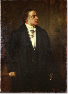 Der Nürnberger Großindustrielle und Schlossherr von Hohenaschau Theodor Freiherr von Cramer-Klett (1817 - 1884) mit dem bayerischen Zivilverdienstorden, Gemälde von Franz von Lenbach