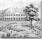 Titel : Das 1837 eingeweihte Pfarrwaisenhaus in Windsbach für evangelische Pfarrerssöhne, Stahlstich, 1840 - Bildbeschreibung : Im frühen 19. Jahrhundert traten die sozialen Probleme der Zeit zunehmend in das Blickfeld der Öffentlichkeit. Verstärkt versuchten einzele Personen oder Vereine die Nöte zu lindern. Diese sozial-karitative Arbeit bezeichnete man als „Liebestätigkeit“. - Bildnachweis : Landeskirchliches Archiv der Ev.-Luth. Kirche in Bayern, Nürnberg