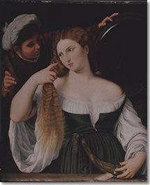 Dame bei der Toilette