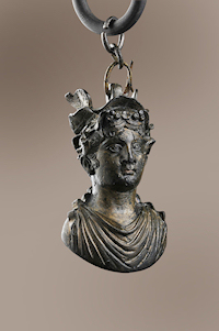 Busto di bronzo del dio romano del commercio, Mercurio