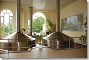 The brewhouse at the Aldersbach brewery (Photo: Jörg Haller, ARGUS! Kultur&Kommunikation, Munich)