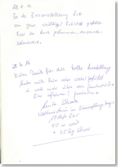 Seite aus dem Besucherbuch