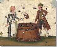 Detail aus der Schützenscheibe zur Hochzeit und zum Kindersegen des Vilshofener Brauerehepaars Schaudick (Haus der Bayerischen Geschichte, Augsburg/Foto: Philipp Mansmann)