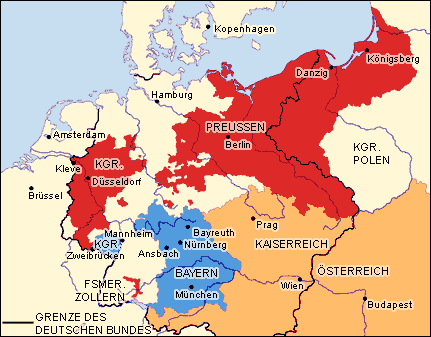 Vergrößerung der Karte zu 1815