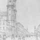 Die von 1816 bis 1850 gebaute Ludwigstraße in München zwischen Feldherrnhalle und Siegestor.