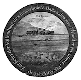 Die zur Feier der Vollendung am 14. August 1853 gestiftete Schützenscheibe von 1853 spricht von 2000 Arbeitern / Haus der Bayerischen Geschichte