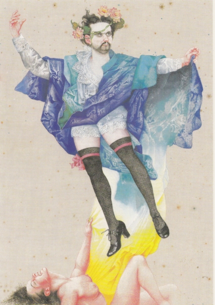 Himmelfahrt einer Wasserleiche, Michael Mathias Prechtl, 1986, Feder in Sepia, Aquarell (© Stadtmuseum Amberg)