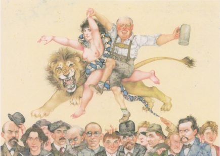 Münchner Oktoberfest, Michael Mathias Prechtl, 1985, Aquarell (© Stadtmuseum Amberg)