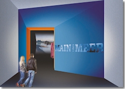 Durch das Eingangsportal tauchen die Ausstellungsbesucher in die geheimnisvolle Welt von „Main und Meer“ ein. (Entwurf: © graficde’sign pürstinger, Salzburg)