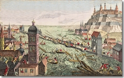 Das gewaltige europaweite Hochwasser vom Februar 1784 traf auch die Städte am Main. Dieser riss Eisschollen und Floßholzstämme mit, die zerstörerische Wirkung entfalteten. In Würzburg stieg das Wasser bis unter die Joche der Alten Mainbrücke. (Foto: © Katja Krause, Würzburg)